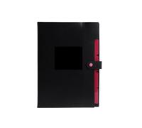 Raccoglitore In Plastica Cartelle portadocumenti a fisarmonica classiche da 5 pagine - Borse portadocumenti A4 con materiale plastico e porta rotolo di prova - Durevoli ed espandibili(Black)