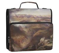 Raccoglitore in tessuto con cerniera organizer da 3,8 cm a 3 anelli con anello a D Thomas Moran American Grand Canyon Colorado River Portfolio e custodia ad anello porta cartella con tracolla per la