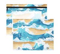 Raccoglitore multiuso a 3 anelli per lettere formato A4, confezione da 2 pezzi, per insegnanti, studenti, insegnanti, forniture da spiaggia, onde blu