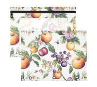 Raccoglitore multiuso a 3 anelli tasca per fogli A4 lettera 2 Pack studenti Home Art Melicoccus Bijugatus frutta bianco