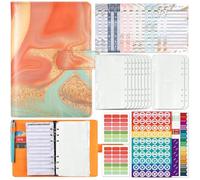 Raccoglitore Notebook A6, Agenda con Buste Porta Soldi, A6 PU Raccoglitore soldi di bilancio, Agenda Risparmio Soldi Con Buste，Etichette Colorate, Budget Planner, Libro Risparmio Soldi (Arancione)