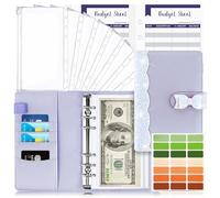 Raccoglitore Notebook A6, TAOPE Portadocumenti in Pelle PU con 12 Trasparente Sacchetti Cerniera Compilabile 26pcs per Budget di Contanti Organizzatore di Buste Risparmio di Denaro - Farfalla Viola