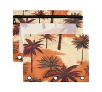 Raccoglitore organizer con finestra trasparente, palma, ossidiana arancione e marrone, tasche a 3 fori, grande capacità, a tre anelli, per ufficio e scuola, 2 pezzi