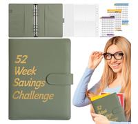 Raccoglitore per 52 settimane, con buste e 5 raccoglitori, impermeabile, portatile, per risparmiare denaro e un libro di risparmio per budget e risparmiare denaro