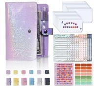 Raccoglitore per bilancio A6 con buste con cerniera, organizer per contanti, con 12 tasche ricaricabili, raccoglitore per budgett, copertina in morbido PVC, raccoglitore a 6 anelli, di buste