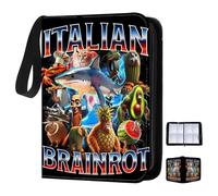 Raccoglitore per carte Brainrot italiano, raccoglitore per carte da collezione con 50 pagine e 4 tasche, impermeabile in pelle PU e design a 3 anelli, cartella per carte Brainrot per collezionisti