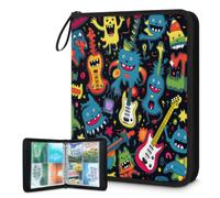 Raccoglitore per carte collezionabili, 4 tasche, 400 tasche, custodia per carte fronte/retro, motivo chitarra pazza, moderno, astratto, hiphop, gioventù, musica street art, set di protezioni per album