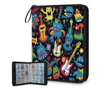 Raccoglitore per carte collezionabili, 4 tasche, 900 tasche, custodia per carte fronte/retro, motivo chitarra pazza, moderno, astratto, hiphop, gioventù, musica street art, set di protezioni per album