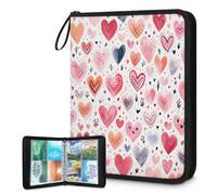 Raccoglitore per carte collezionabili con 4 tasche, 400 tasche, custodia per carte double-face con maniche rimovibili, porta carte da disegno a cuori per San Valentino, set di protezioni per album per