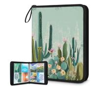 Raccoglitore per carte collezionabili con 4 tasche, 400 tasche, custodia per carte double-face, piante grasse tropicali, deserto, acquerelli, fiori selvatici, set di protezioni per album per