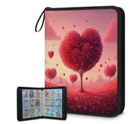 Raccoglitore per carte collezionabili con 4 tasche, 900 tasche, borsa portaoggetti a doppia faccia con maniche rimovibili, porta carte di San Valentino a forma di cuore rosso, set di protezioni per