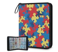 Raccoglitore per carte collezionabili con 4 tasche, 900 tasche, custodia per carte bifacciale con maniche rimovibili, set di protezioni per album di immagini puzzle colorati astratti per collezionisti
