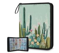 Raccoglitore per carte collezionabili con 4 tasche, 900 tasche, custodia per carte fronte/retro, piante grasse tropicali, fiori, deserto, acquerelli, fiori selvatici, set di protezioni per album per