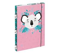 Raccoglitore per cartelle scolastiche A4 - Cartellina portadocumenti per bambini con elastico e alette interne - Cartella portadocumenti con elastico per ragazze (Baby Koala)