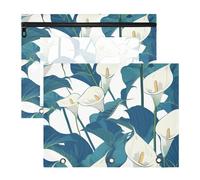 Raccoglitore per matite robuste 3 anelli tasca per 3 anelli raccoglitore 2 confezioni per studenti forniture scolastiche retrò calla fiori bianco verde Bolsa para lapices