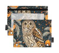 Raccoglitore per pittura in stile cinese elaborato con gufo animale, con finestra trasparente, astuccio con cerniera e occhielli rinforzati con 3 anelli per scuola, ufficio e casa, multicolore, 2