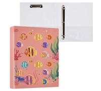 Raccoglitore per quaderni, 3 anelli, 3,8 cm, con tasca e pesce colorato | Organizer per documenti con chiusura in metallo dorato, 200 fogli, per ufficio, scuola, casa, ricette, ricevute