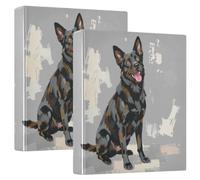 Raccoglitore per quaderni, 3 anelli da 3,8 cm, con taschino, motivo: cane | Organizer per documenti con chiusura in metallo dorato, 200 fogli, per ufficio, scuola, casa, ricette, ricevute