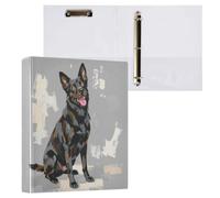 Raccoglitore per quaderni, 3 anelli da 3,8 cm, con taschino, motivo: cane | Organizer per documenti con chiusura in metallo dorato, 200 fogli, per ufficio, scuola, casa, ricette, ricevute