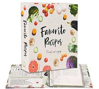 Raccoglitore per ricette a 3 anelli, formato A4, con 16 divisori, 32 etichette e 50 buste in plastica. Conserva le tue ricette stampate e crea il tuo libro di ricette preferite. Simpatico set di