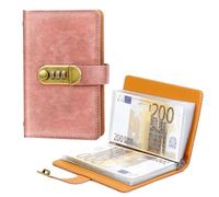Raccoglitore per risparmi con 100 buste e lucchetto, libretto per sfide di risparmio con buste (rosa)