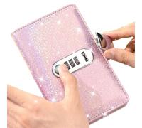 Raccoglitore per risparmiare denaro, con 100 buste, in pelle ecologica in poliuretano resistente, design con blocco password per finanze personali, sfide e gestione delle assegne, rosa/blu
