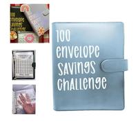 Raccoglitore per sfide da 100 buste, facile e risparmio, con buste per contanti, per pianificatore di budget, risparmio di denaro, 5 050, organizer per controllo finanziario della famiglia
