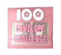 Raccoglitore per sfide da 100 buste, libro per risparmiare denaro per budget, tracker di risparmio per coppie, organizer con buste (rosa)