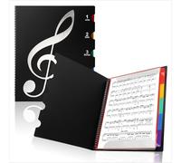 Raccoglitore Porta Spartiti Musicali, Cartella A4 Spartiti Musicali Impermeabili Raccoglitore Fogli Accessori Musica con 20 Tasche/40 Pagine, Borsa porta Documenti Musicale Per Suonatori di Strumenti