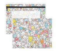 Raccoglitore portapenne multiuso per lettere formato A4, confezione da 2 articoli artistici per insegnanti, cartoni animati, simpatici mostri colorati