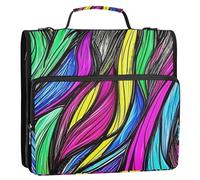 Raccoglitore portatile da viaggio sicuro per la casa, con cerniera, organizer per scuola media, 3 anelli, 3,8 cm, con manico e tracolla rimovibile (prop4) materiale scolastico