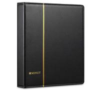 Raccoglitore Premium PU Classico Vuoto, Album con 4 Anelli per Francobolli, Documenti, Monete, Banconote (Nero)