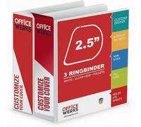 Raccoglitore professionale ad anelli a D, 6,3 cm, cartella per presentazioni per pagine standard, 20,5 x 28 cm, con tasche, visualizzazione trasparente bianca (confezione da 2)