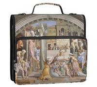Raccoglitore professionale con cerniera, organizer da 3,8 cm, 3 anelli, pittura raffaello, Fire in Borgo, con manico, borsa con tracolla, per la scuola