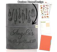 Raccoglitore ricettario personalizzato e in bianco, diario di cucina in pelle personalizzato per la famiglia, quaderno per scrivere ricette, incisione laser, regalo artigianale per San Valentino, Nata