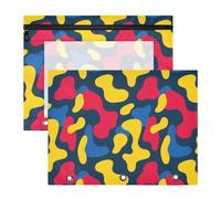 Raccoglitore Sacchetti Finestra Trasparente Portapenne Custodia per 3 Anelli Raccoglitore 2 Pack Studenti Ufficio Camouflage Rosso Giallo estuche para lapices