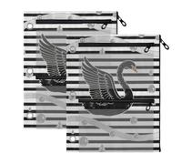 Raccoglitore Sacchetti Raccoglitore sacchetto 3 Ringing Nero Bianco Striscia Argento Swan