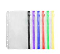 Raccoglitore tascabile, confezione da 24 buste formato A6 a 6 fori, in PVC trasparente, impermeabile, con cerniera (colorata)