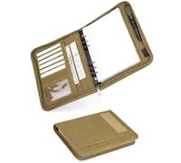 Raccoglitore Tattico (A5/A6) Anelli con Cerniera a 6 Anelli Tasche Organizer Ricaricabili Per Cartelle, Biglietti da Visita Tessuto Impermeabile(Tan,A6)