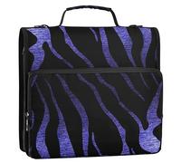 Raccoglitore viola con stampa zebrata nera da 3,8 cm, 3 anelli, con cerniera, con tracolla, per scuola, viaggi, portfolio contiene 500 fogli