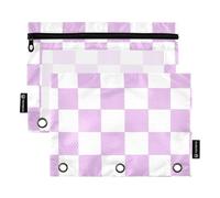 Raccoglitore viola e bianco a quadri americani con finestra trasparente con cerniera astuccio con cerniera con occhielli rinforzati a 3 fori cartelle perforate per ufficio forniture scolastiche