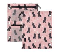 Raccoglitori 3 Ringing 2 PZ Nero Scottish Terrier Paw Peach 27,9 x 22,9 cm | Grande capacità con cerniera raccoglitore sacchetto finestra trasparente per scuola, ufficio e casa