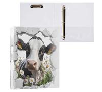 Raccoglitori a 3 anelli con mucca da latte, anelli rotondi, contiene 200 fogli, per scuola e ufficio, 1 confezione