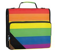 Raccoglitori a 3 anelli da 3,8 cm con anello a D Pride Banner LGBTQ bandiera arcobaleno mese zip up raccoglitore organizzatore raccoglitore con tracolla per la scuola portafoglio colorato e custodia