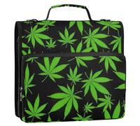 Raccoglitori a 3 anelli da 3,8 cm con anello a D verde foglie nere con cerniera organizer per la scuola con tracolla portafoglio da lavoro contenere 500 fogli