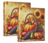 Raccoglitori a 3 anelli da 3,8 cm, con motivo zucca autunnale, per 200 fogli, 31,5 x 27 x 6 cm, confezione da 1