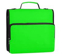 Raccoglitori a 3 anelli in tinta unita verde lime a 3 anelli da 1 1/2 pollici con cerniera raccoglitore con tracolla borsa per la scuola media divertente multi tasche grande cartella portafoglio