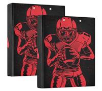 Raccoglitori a 3 anelli neri da giocatore di rugby con 3 anelli da 3,8 cm, contiene 200 fogli carini cartelle per quaderni, 31,5 x 27 x 6 cm, 1 confezione