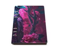 Raccoglitori a righe con rose, fiori e corvi, ricaricabili, 90 fogli, 17,5 x 22,9 cm