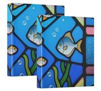 Raccoglitori a tre anelli colorati in acciaio inossidabile blu da 1,5 pollici, con portablocco, confezione da 2 forniture per ufficio con copertina rigida